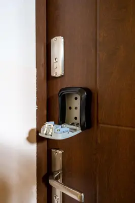 a wooden door with a lock on a room at Staymoovers - Ladne mieszkanie w poblizu Energylandii - Parking in Zator