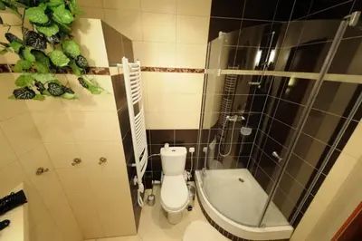 a bathroom with a toilet and a bath tub at Selene - Pantheon Apartments in Kraków