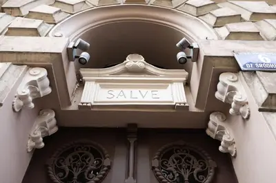 a building with a sign that says sale on it at Salve station in Kraków