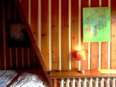 a bedroom with a bed and a sink in it at Ayur Garden Peaceful Forest Retreat in Lanckorona in Lanckorona