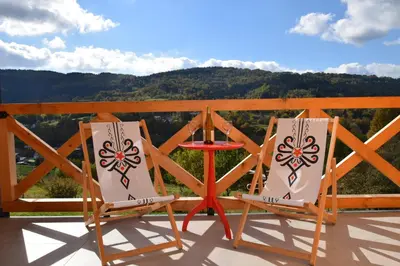 a building on top of a hill with a swing at Osada Dzikie Wino in Budzów