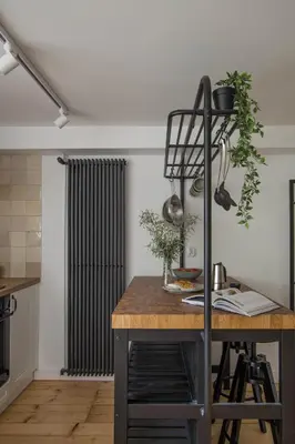 a kitchen with a wooden counter top in a room at Złota#208 in Złota