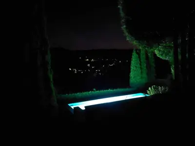 a dark room with a light in the dark at Urlopowa Chata in Targanice