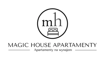 a logo for magic house apartments with a building at Magic House Apartament Proszowska 58 in Bochnia
