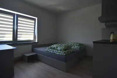 a bedroom with a bed in a room with a window at Noclegi URAN in Sufczyn