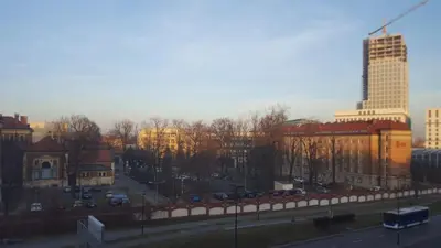 a view of a city with buildings and a street at Room Tour Lubomirskiego 23 in Kraków