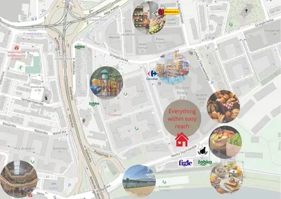a map of the proposed redevelopment of the city at Glossy Apart G244 in Kraków