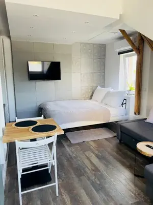 a bathroom with a sink and a toilet and a shower at Apartament Bronowice in Kraków