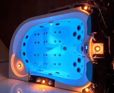 a close up of an object with a blue light at Jacuzzi Kraków Bamboo in Kraków
