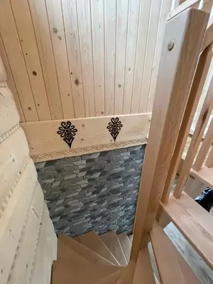 an overhead view of a room with a wooden ceiling at Domek pod lasem in Klikuszowa