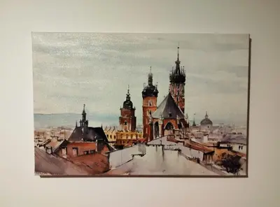 a painting of a view of a city at U Cioci in Kraków