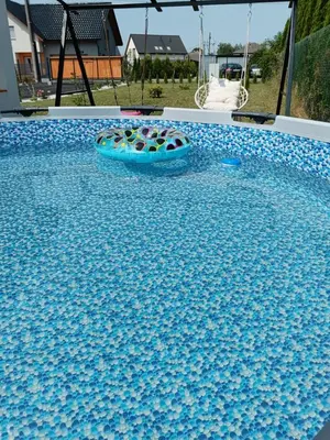 a blue toy in the middle of a swimming pool at Domki - Apartamenty Complex in Zator