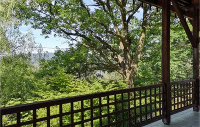 a screened in porch with a view of a tree at 6 Bedroom Amazing Home In Mucharz in Mucharz