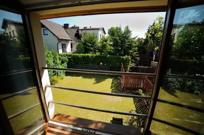 a view of a yard from a window of a house at Włodarska 11 in Kraków