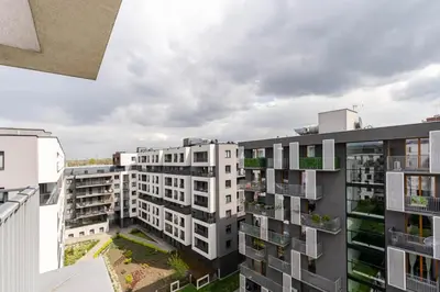 an aerial view of buildings in a city at Superior Apartment with Terrace & Free Parking in Kraków